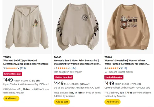 Image of Womens sweaters upto 75% off 