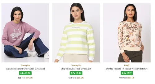 Image of Womens Sweatshirts &Hoodies From ₹50