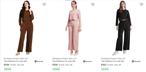 Image of Women's Top & Palazzos Co-ords Set @ Starting ₹349