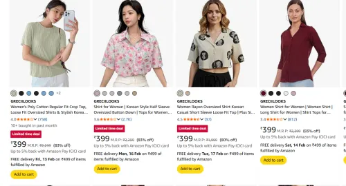 Image of Womens Tops at minimum 90% discount 