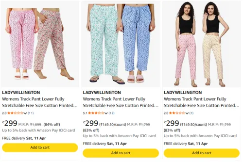 Image of Women's Track Pants [Pack of 2] @ Starting ₹299