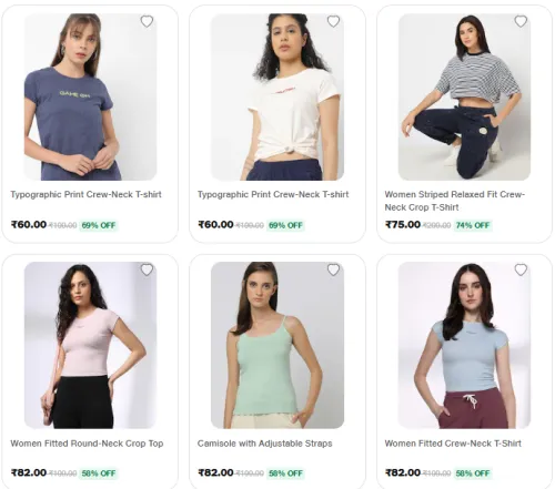 Image of Women's T- shirt starting @ ₹60