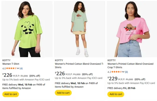 Image of Womens tshirt upto 85% off 