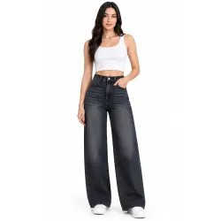 Womens Wide Leg Jeans High Rise Baggy Fit Whisker Denim Jeans || Loose Fit