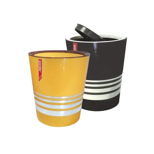 Image of Wonder Bingo Plastic Dustbin Set of 2 (6L, Black & Yellow)
