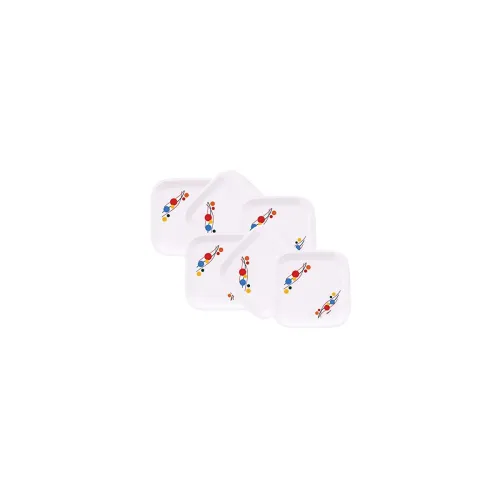 Image of Wonder Homewareware Plastic Printed Big Square Plates -Set of 6 (Multi Color),