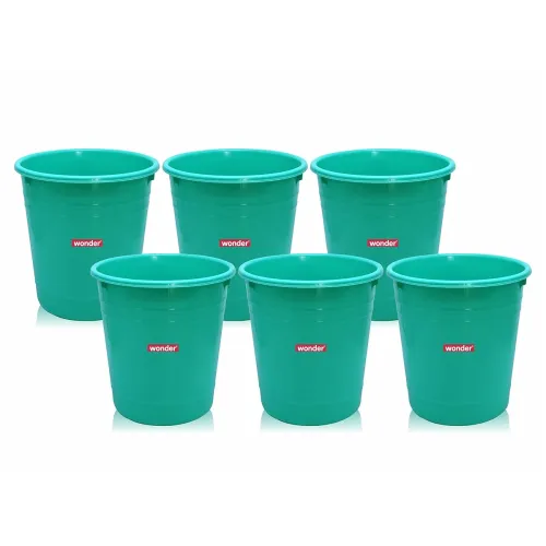 Image of Wonder Homeware WBP 101 Open Dustbin Set, 6 pc 6 LTR, Blue Color (Green)