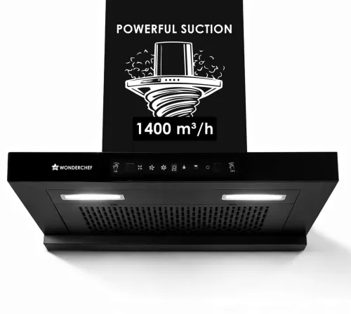 Image of Wonderchef 60cm Wall Chimney 1400 CMH Black