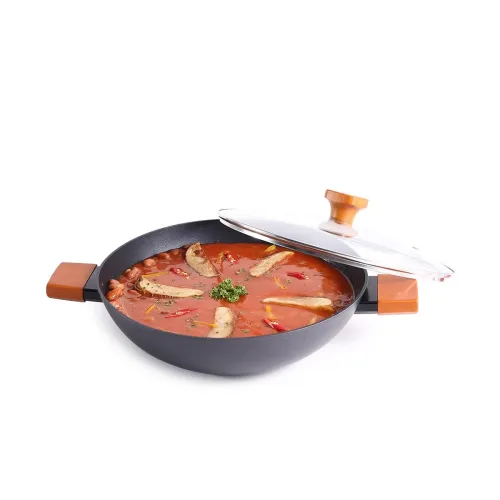 Image of Wonderchef Caesar Forged Kadhai with Glass Lid, 24cm