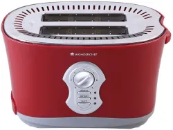 WONDERCHEF Crimson Edge Slice Toaster Plus 800 W Pop Up Toaster (Red)