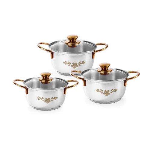 Image of Wonderchef Gold Stanton Stainless Steel 3 piece Casserole Set 