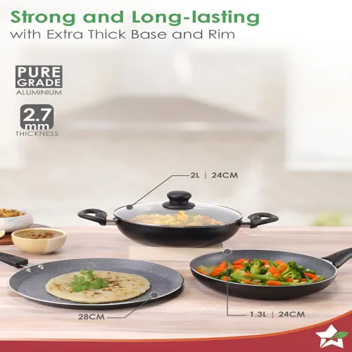 Image of Wonderchef Grey Induction Base Aluminium Cookware Set of
