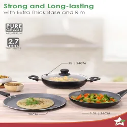 Wonderchef Grey Induction Base Aluminium Cookware Set of