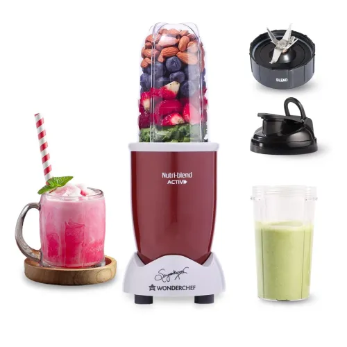 Image of Wonderchef Nutri-blend Activ Mixer Grinder Blender, Smoothie Maker, 500W 22000 RPM 100% Full Copper Motor, 2 Unbreakable