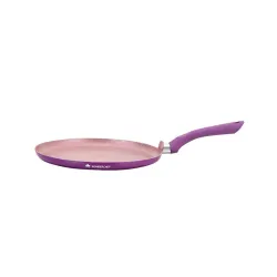 Wonderchef Royal Velvet Non-Stick Dosa Tawa | Induction Bottom | Soft-Touch Handle | Virgin Grade Aluminium | PFOA and Heavy Metals Free | 3 mm | 24cm Non-Stick Tawa | 2 Years Warranty | Pur...