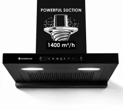 WONDERCHEF Ruby Sleek 60CM Auto Clean Wall Mounted Black 1400 CMH Chimney