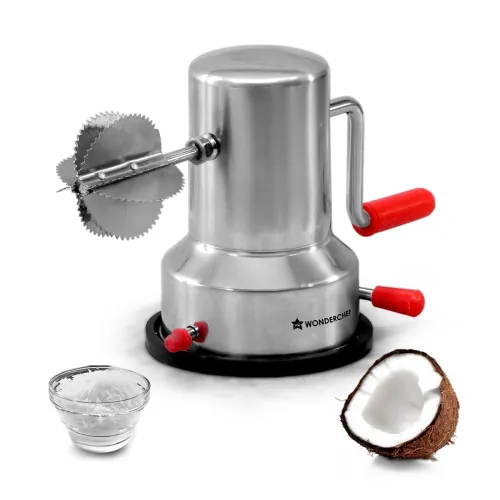 Image of Wonderchef Coconut Scraper, Sturdy Stainless-Steel Body, Sharp Blades, Durable Tabletop Handy Kitchen Tool, Suction Base