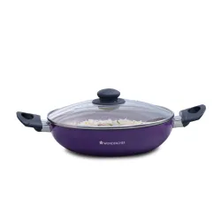 Wonderchef Valencia Non-Stick Kadhai with Glass Lid | Cool Touch Bakelite Handles
