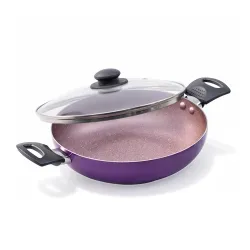 Wonderchef Valencia Non-Stick Kadhai with Glass Lid | Cool Touch Bakelite Handles | Pure Grade Aluminium| PFOA Free|2 li