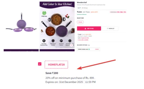 Image of Wonderchef Venice 3 Pcs Purple Aluminum Cookware Set