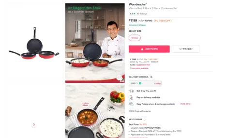 Image of Wonderchef Venice Red & Black 3 Piece Cookware Set