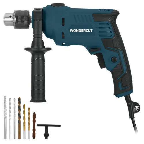 Image of WONDERCUT 810W, Professional, 2900 RPM, 2 Mode Selector, Variable Speed WC-ED13MM-B+7 Impact Pistol Grip Drill with 7 Pc