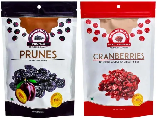 Image of WONDERLAND Dried Fruits Combo – Cranberries & Prunes, 2×200g