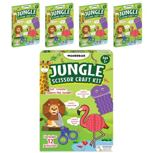 Image of WONDRBOX Birthday Return Gifts for Kids, Farm Animals Scissor Skills Book Activity Kit, Set of 10 Kits, Montessori Toy G