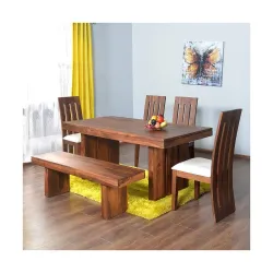 Wood Delmonte Six Seater Dining Table Set (Brown), 90 cm, 178 cm, 78 cm