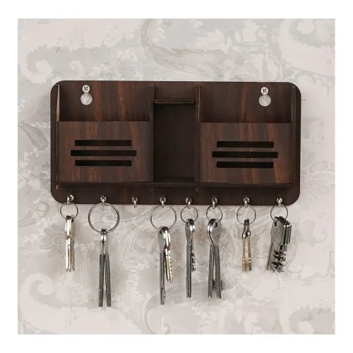 Image of Wood Key Holder (8 Hooks, Multicolor)_3line 2box sk