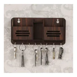 Wood Key Holder (8 Hooks, Multicolor)_3line 2box sk