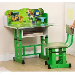 Wood MLU Baby Desk Kids Study Table and Chair Height Adjustable for Kids Age Between 2-11 with 8+1 Socket Extension Boa