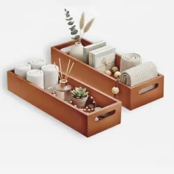WOOD ART STORE Wooden Serving Tray – Rustic Breakfast Tray for Serving, Storage & Home Decor – Decorative Ottoman Tray for Home,Office, Coffee Table, or Bed (Set of 2)