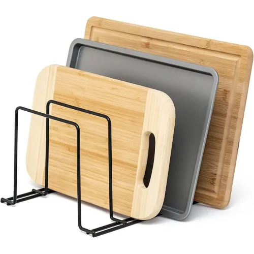 Image of Wooddoon Kitchen Pot Lid Holder Rack 4 Slots 10x6x8 inches