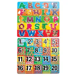Wooden Alphabet and Numbers Puzzle Game Gifts for Kids Age 2 3 4, Learning Educational Montessori Kids Toys