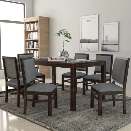 Image of KENDALWOOD Wooden Dining Table with 6 Chairs 