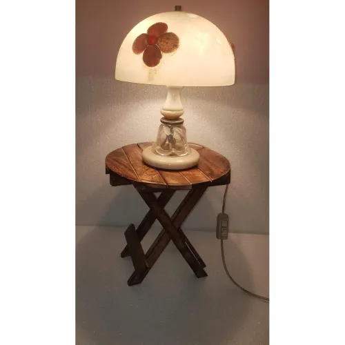 Image of ETIQUETTE ART Wooden Folding Side Table - Antique Handmade Foldable Coffee Table for Living Room, Garden, Outdoor - Corn
