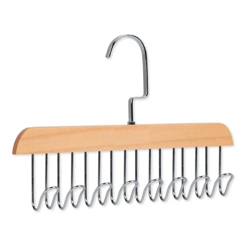 Image of Wooden Hanger - Multipurpose Adjustable 8 Hooks Closet Wooden Hanger