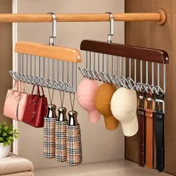 Wooden Hanger Wardrobe Organizer with 8 Hooks (PO2)