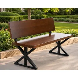 Wooden Outdoor Bench with Backrest | Frame Garden Bench | Solid Wood Patio, Balcony & Park Seating Furniture