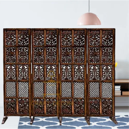 Image of Wooden Partition for Pooja Room, Living Room, Kitchen, Hall | Decorative Room Divider and Wall Separator