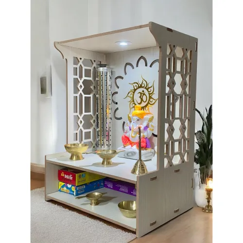 Image of Wooden Pooja Stand for Home Pooja Mandir