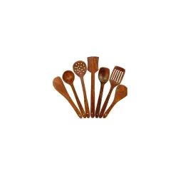 Wooden Serving and Cooking Spoons Set Kitchen Organizer Items Kitchen