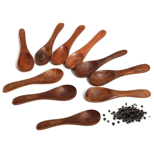 Image of Wooden Spoons Set, Handcrafted Natural Wood, Kitchen Utensils, Set of 10