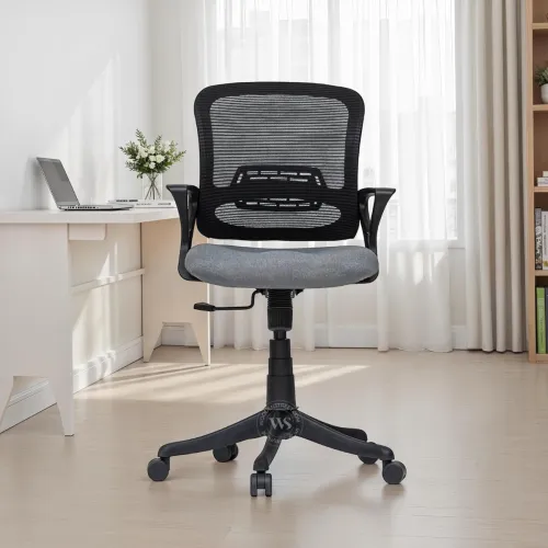 Image of Wooden Street Aquila Mid Back Mesh Office Chair | Height Adjustable Chair, Fixed Armrest |
