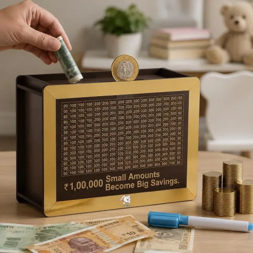 Image of Wooden Target Number Piggy Bank With Lock