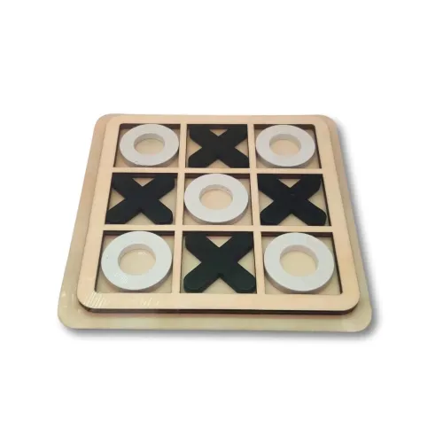 Image of Wooden Tic Tac Toe Board Game