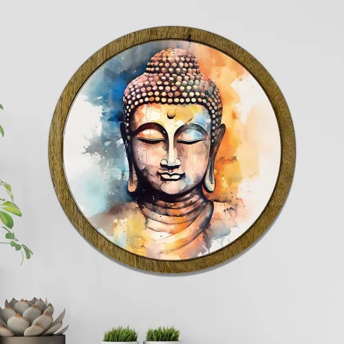 Image of Wooden Wall Mount Decorative Plate For Home Decor Items | Wall Decor | Size: 12X12 Inches | CP48