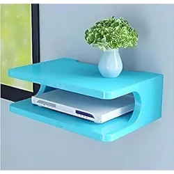 Stylish Wooden Wall Mounted Hexagon Floating Display Shelves Sky Blue Pack 6