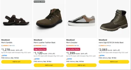 Image of woodland men's footwear upto 75% Discount